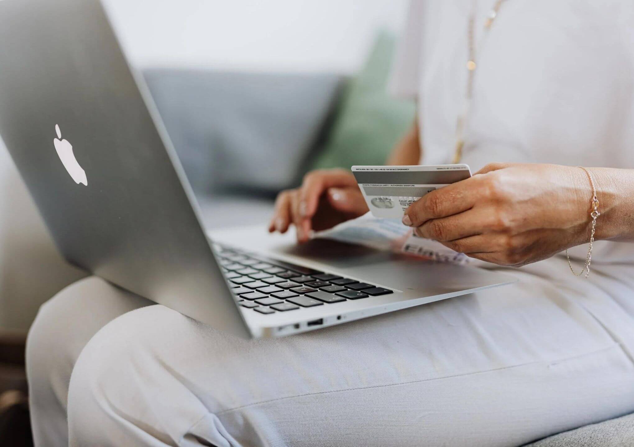 woman paying for an item online